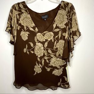 Adrianna Papell Flutter Sleeve Top Size 16